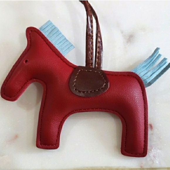 Burgundy Faux Leather Horse Keychain/Bag Charm - Picture 1 of 5